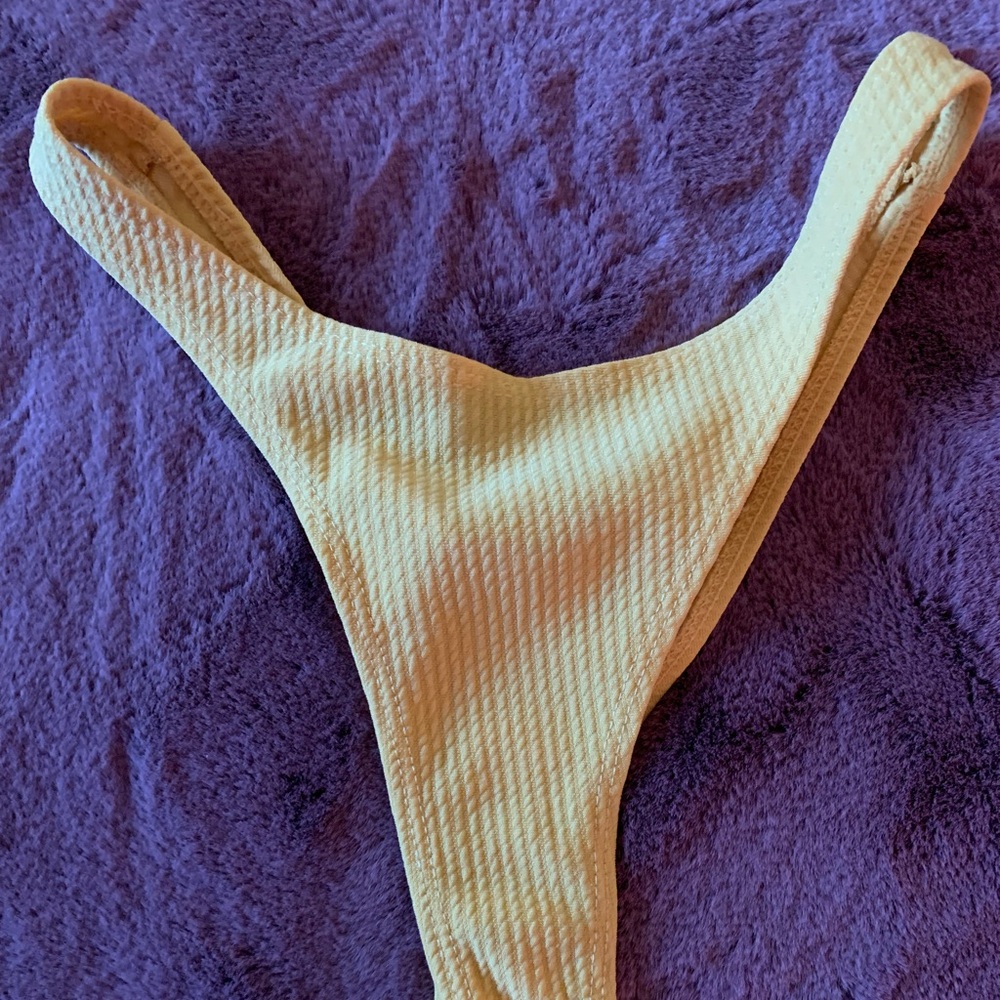 Size Small Ribbed Yellow Micro Swim Set - Picture 4 of 13